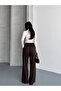 Modal Fabric Waist Detail Trousers Brown - 4
