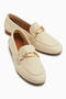 Alessa Genuine Leather Beige Buckle Loafer Women's Casual Moccasin Shoes - 3