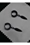 Feather Steel Hoop Earrings Black Color Dangle Feather Model Unisex Jewelry Accessory - 5