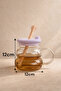 750ml Borosilicate Cute Glass Flask with Sticker and Straw Lid Kw-897 - 3