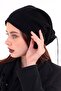 Women's Black Fleece Beret That Can Be Used in Two Different Ways - Neck Collar
