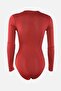 Bordo Derin V Yakalı Çıtçıtlı Örme Body TPRAW22BD0084 - 7