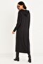 Women's Anthracite Hooded Double Breasted Tunic Dress Yİ2376 - 6