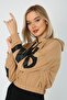 Women's Text Printed Brown Hooded Sweatshirt - 4