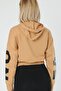 Women's Text Printed Brown Hooded Sweatshirt - 6