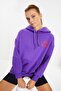 Purple Back Print Detailed Oversize/Wide Fit Thick Fleece Inside Knitted Sweatshirt TWOAW22SW0687 - 4