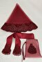 Burgundy Elegant Laced Bridal Veil Sash Gloves Full Set Henna Night Wedding - 2