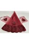 Burgundy Elegant Laced Bridal Veil Sash Gloves Full Set Henna Night Wedding - 4