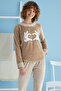 Brown Melange 13381 Women's Embroidered Pajama Set - 2