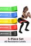 100% Latex Resistance Bands Set of 5 – Squat Pilates Fitness Loop Bands, Leg & Hip Training