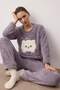 Gri Animal Patchli Wellsoft Örme Pijama Takımı THMAW26PT00231 - 2