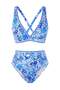 Etnik Desenli Üçgen Nakış Detaylı Kaplı Yüksek Bel Regular Bikini Takımı TBESS26BT00021 - 5