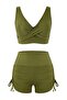 Haki Tünelli Bralette Kaplı Bağlama Detaylı Şort Bikini Takımı TBESS26BT00007 - 5