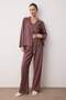 Bordo Pamuklu Kalın/Kışlık Çizgili Flanel Dokuma Pijama Takımı THMAW26PT00196