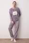 Gri Animal Patchli Wellsoft Örme Pijama Takımı THMAW26PT00231