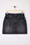 Gri Kemer Detaylı Mini Denim Etek TWOSS26ET00011 - 5