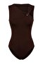 Limited Edition Brown Fitted Asymmetric Collar Accessory Snap Fastener Knitted Bodysuit Twoss26Bd00003 - 6