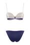 Dark Navy Blue Color Block Ribbed Balconette Covered Regular Waist Brazilian Bikini Set Tbess26Bt00016 - 6
