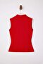 Kırmızı Fitted/Vücuda Oturan V Yaka Kolsuz Fitilli Esnek Örme Bluz TWOSS26BZ00237 - 6