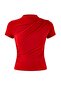 Kırmızı Drapeli Fitted/Vücuda Oturan Kısa Kollu Dik Yaka Esnek Örme Bluz TWOSS24BZ00426 - 5