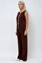 Brown Crew Neck Striped Detail Comfortable Knitwear Set 10295 - 2