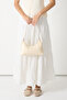 Women's Cream Faux Leather Baguette Hand and Shoulder Bag - 2
