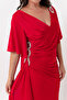 Women's Red Tight Fit Short Sleeve Slit Long Plus Size Evening Dress - 4