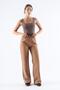 Camel Wide Leg Elastic Waist Basic Long Women's Trousers Sh191 - 6