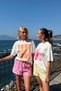 Women's oversized T-shirt with Santa Monica print in white – crew neck, 100% cotton compact single jersey 24/1 - 6