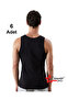 6-Piece Men's Black Undershirts with Straps, 100% Cotton - 2