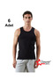 6-Piece Men's Black Undershirts with Straps, 100% Cotton - 3