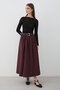 Women's Belted Ruched Detail Maxi Skirt Mürdüm
