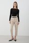 Women's High Waist Pleated Fabric Trousers Beige