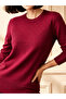 Round Neck Single Knitwear Blouse / Burgundy - 3