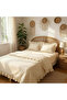 Double Ruffled 100% Natural Cotton 4 Piece Duvet Cover Set Classic Creme
