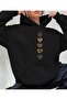 Crown Heart Fashion Print Design Trend Oversize Hooded Sweatshirt