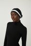 Layered Black-Cream Ready-To-Wear Turban Hijab with Organza Roses on the Back, Suitable for Medical Use