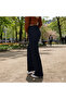 Women's Navy Blue High Waist Flared Sweatpants - 3