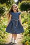 Girls' Printed Belt and Wooden Button Detailed Denim Dress - 2