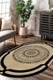 Digital Non-Slip Washable Motif Black Oval Living Room Rug Kitchen Rug Corridor Rug Runner