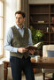Plaid Patterned V-Neck Vest Slim Fit - 4