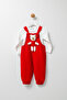 Unisex En Çizgi Corded Fabric 2-Piece Salopet with Teddy Toy
