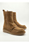 Women's Buckle Detailed Tan Genuine Leather Suede Boots - 2