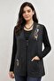 Steel Knit 3 Button Colorful Floral Embroidered Mother's Vest Anthracite