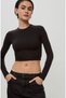 Black Crew Neck Long Sleeve Women's Top Body Sh216