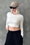 Ecru Crew Neck Long Sleeve Women's Top Body Sh216 - 3