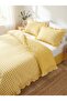 Ruffled Cotton Yellow Gingham Cotton Double Duvet Cover Set - 3