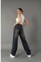 Baggy Jeans Buckle Detailed Navy Blue Top Coffee Tint Chemical Super High Waist Lycra Free - 3
