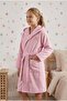 Bamboo Embroidered Waiter Size Bathrobe - Flamingo