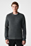 Cablin Men's Round Neck Regular Fit Knitwear Anthracite Melange Sweater - 2